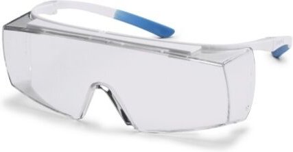 Uvex Super F OTG Supravision Clean Schutzbrille: Transparent/Hellblau-Weiß