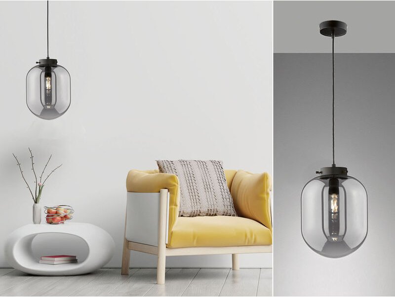 Fischer&honsel - Pendelleuchte regi Industrial einflammig Rauchglas Glaskugel, ø 18cm