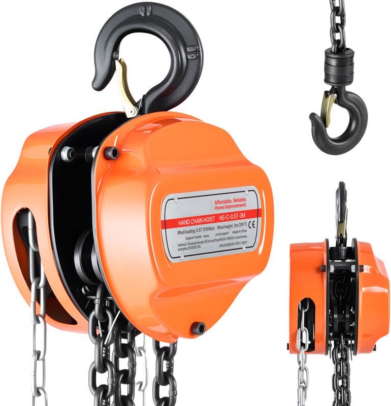 Mophorn Kettenzug mit 0,5 T Traglast, Handkettenzug, 3 m Hubhöhe, Hebezug mit G80-Kette, robuster Flaschenzug, manuelle ...