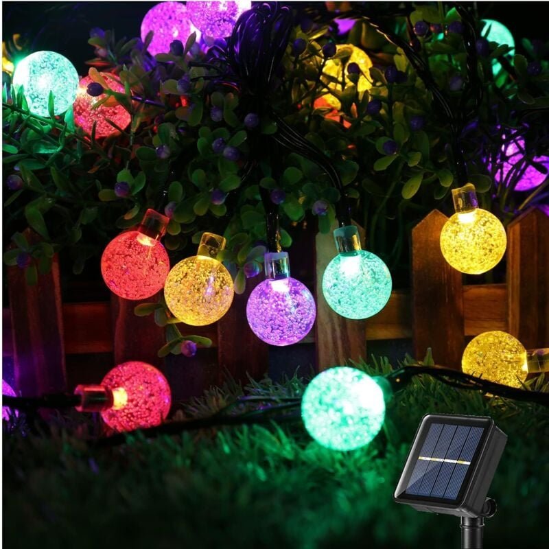 Solar Lichterkette Außen, 12m 100 led Kristallkugel Lichterkette, 8 Modi, IP65 Wasserdicht, mit Fernbedienung, für Garte...