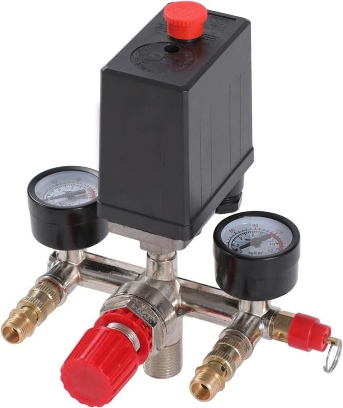 G1/4-Zoll-Luftkompressor-Druckschalter mit zwei Ausgängen und Sicherheitsventil-Messgeräten, Regler, Zubehör für pneumat...