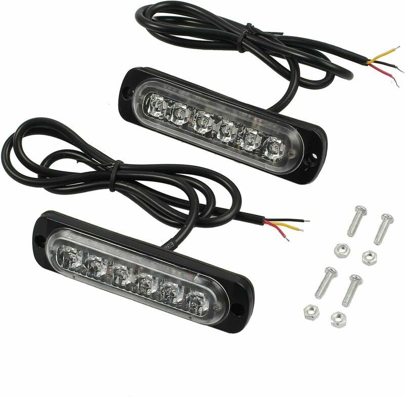 Gotrays - Ultraschlanke bernsteinfarbene LED-Notlichtleiste für 12-V-24-V-Fahrzeuge, Sicherheitsleuchte für Boote, SUV-A...