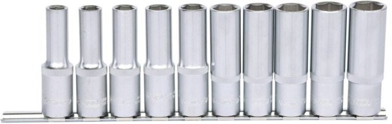 KS Tools 1/2" CLASSIC Sechskant-Stecknuss-Satz, lang, 10-teilig 10-19mm