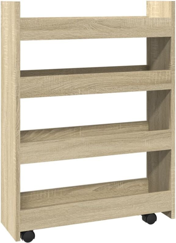 Aufbewahrungswagen Schmal 4 Etagen Sonoma Eiche Holzwerkstoff vidaXL