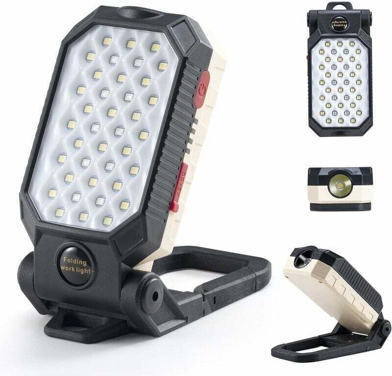 Wiederaufladbare LED-Arbeitsleuchte mit 1000 Lumen, 170° verstellbarem Halterungshaken, magnetischer Taschenlampe und In...