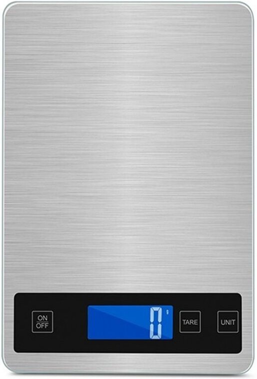 Digitale Küchenwaage, 15 kg, mit LCD-Display + Edelstahl + gehärtetem Glas – präzise wiederaufladbare Version