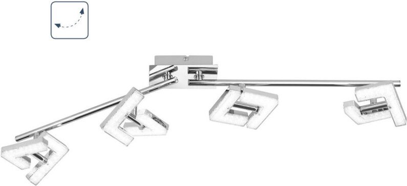 LED Deckenstrahler LEA 4-flammig Chrom mit Kristalleffekt, Breite 83cm