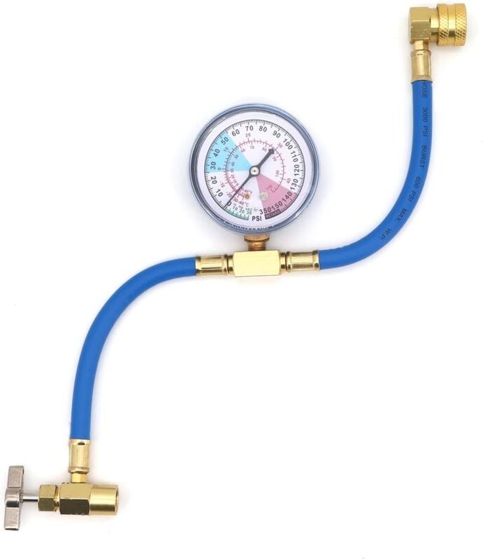 Lntyq - R134A-Kältemittel-Ladeschlauch mit Messgerät-Adapter, 1/2 Gewinde, Auto-Klimaanlage, Kältemittel-Lade-Messschlau...