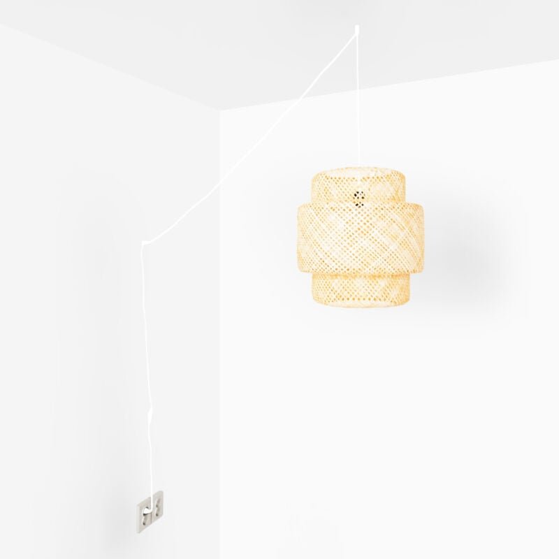 Pendelleuchte aus Rattan "JENSEN" - Ø50cm - Mit Schalter und