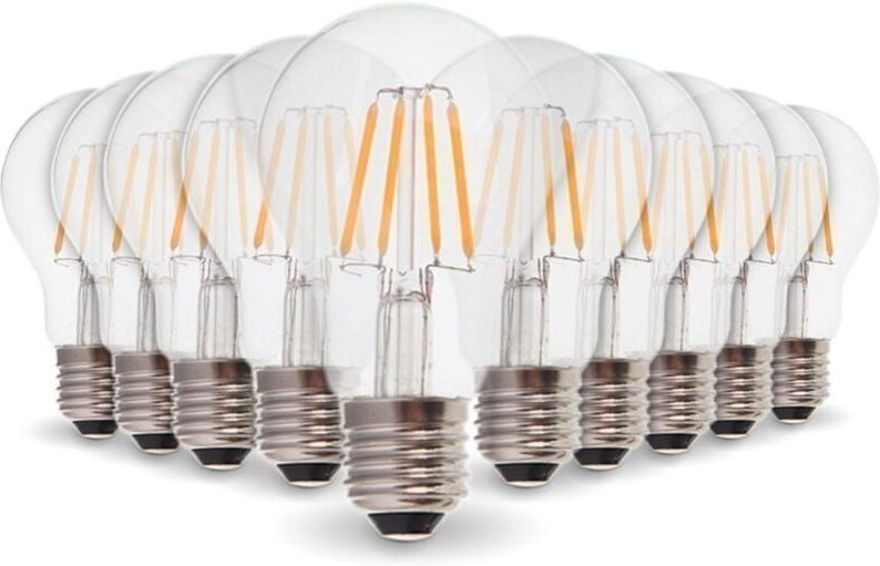 Set mit 10 LED-Lampen E27 4,9W Filament äq. 40W warmweiß 2700K