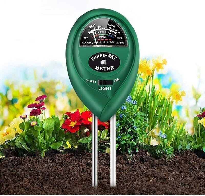 Boden-pH-Meter, Bodenfeuchtigkeitsmessgerät, 3-in-1-Bodentester, Pflanzenboden-Testkit mit Feuchtigkeit/Licht/pH