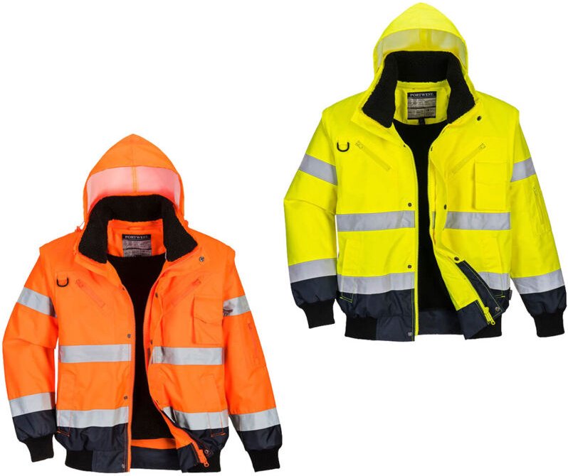 Portwest - 3-in-1 High Visibility Bomberjacke Zweifarbig Orange/Marine xl