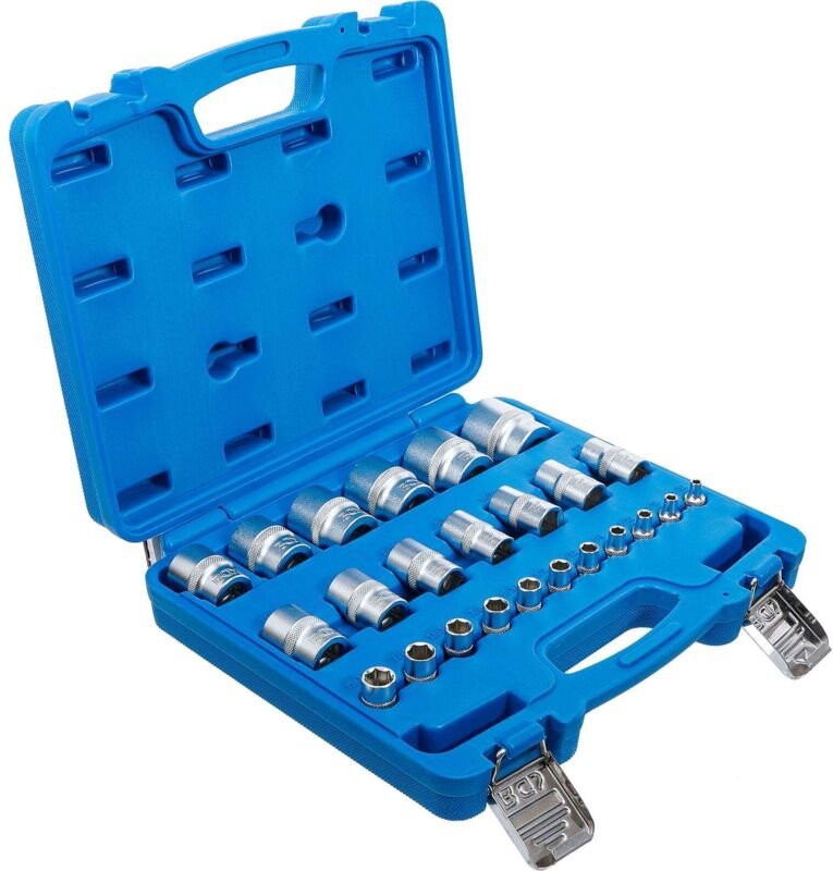 Bgs Technic - Steckschlüssel-Einsatz-Satz, Sechskant Antriebe Innenvierkant 6,3 mm (1/4'), 12,5 mm (1/2') Zollmaße 24-tl...