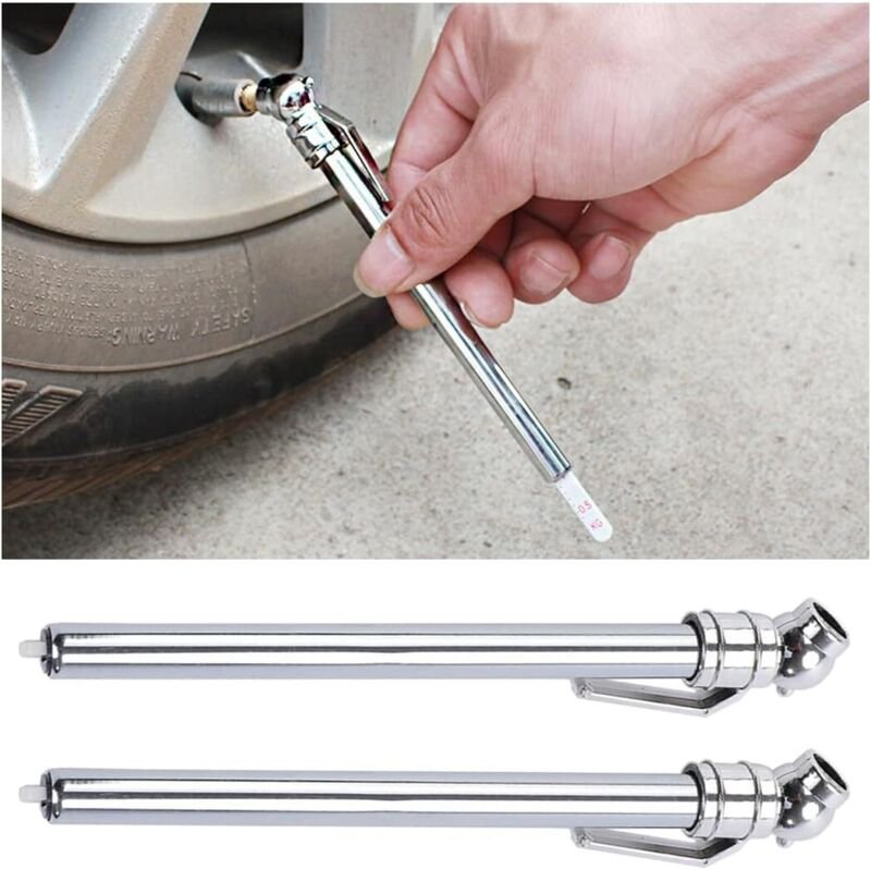 2-teiliges Bleistift-Reifendruckmessgerät, tragbares Reifendruckmessgerät, mechanisches Reifendruckmessgerät aus Edelsta...