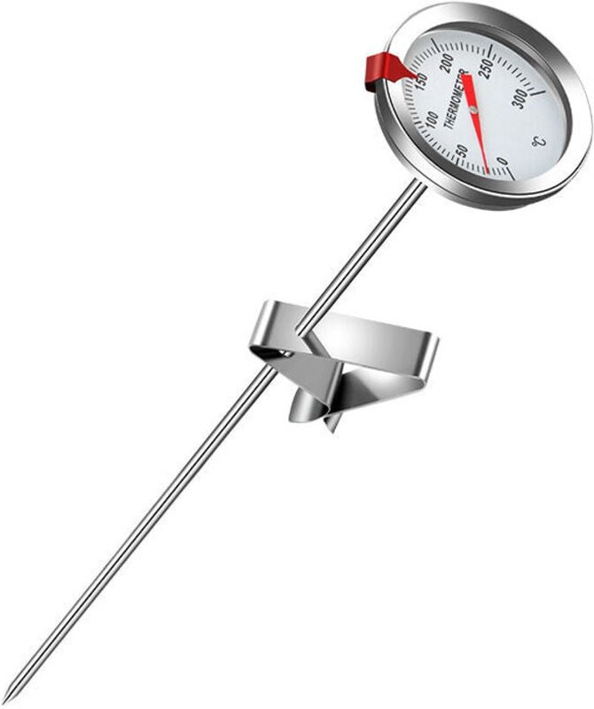 Shining House - Küchenthermometer, 30,5 cm lang, Edelstahl, Küchenkochsonde, Thermometer mit Clip für Grill, Essen, Flei...