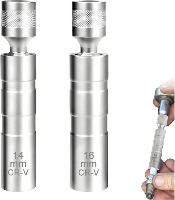 2 Stück Zündkerzenschlüssel, 16 mm und 14 mm Zündkerzenstecker, Zündkerzenschlüssel, Zündkerzen-Entfernungswerkzeug, Zün...