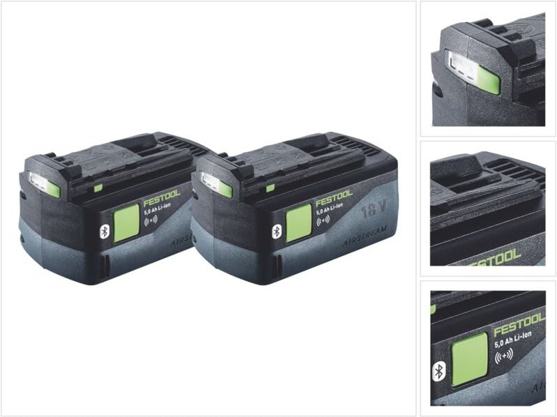 Thumbnail - Festool Akku Set 2x BP 18 Li 5,0 ASI Akku 18 V 5,0 Ah / 5000 mAh Li-Ion ( 2x 577660 ) Bluetooth mit Ladestandanzeige