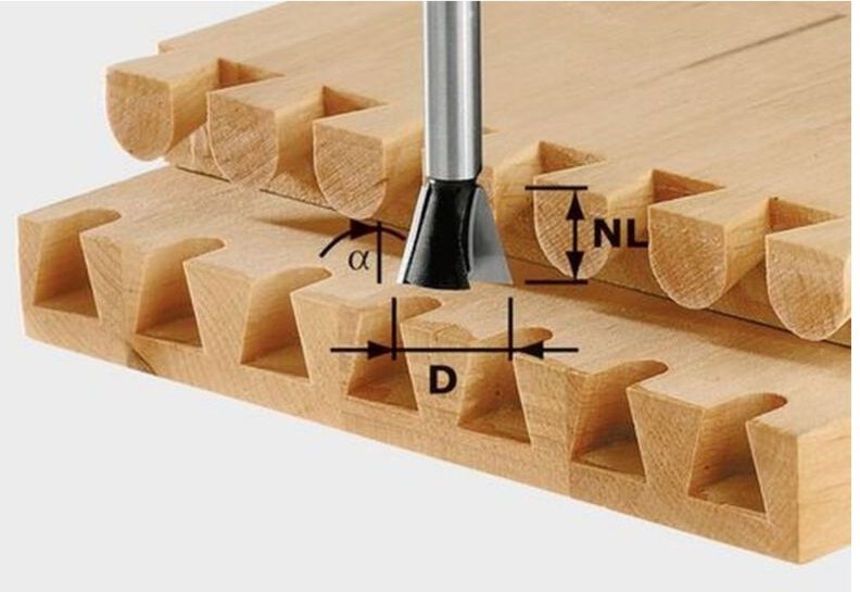 Hs S8 D13,8/13,5/15° Grat- Zinkenfräser 13,8 x 13,5 x 46 x 8 mm 15° ( 490991 ) für Oberfräsen - Festool
