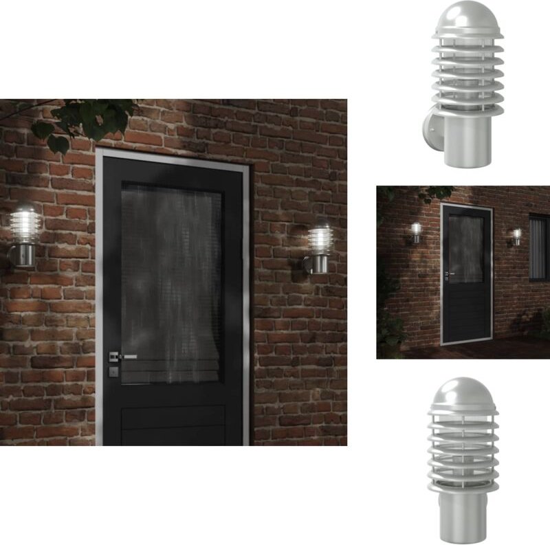 Außenwandleuchte Silbern Edelstahl - Outdoor Wandleuchte - Edelstahl Wandleuchte - Gartenleuchte - Gartenbeleuchtung - W...