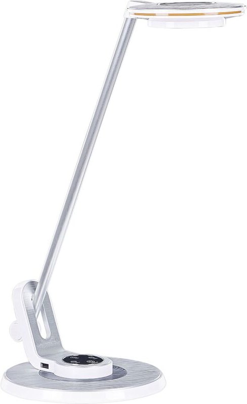 LED-Schreibtischlampe Weiß Metall USB-Port Dimmbar Verstellbarer Schirm Arm Helligkeitsregulierung Modern Büro Ausstattu...