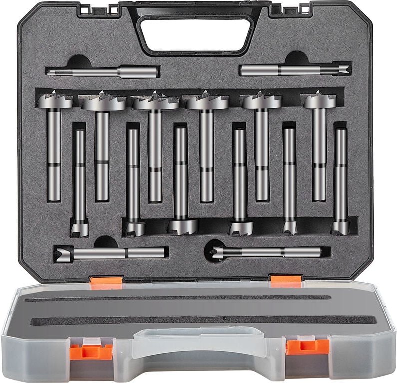 Vevor 16-tlg. Forstnerbohrer Set 6-41mm Holzbohrer Satz Kohlenstoffstahl Topfbohrer Set HRC48-51 Klingen Zentrierspitze ...