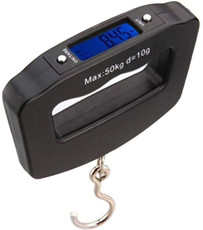 Tragbare Mini-Gepäckwaage mit Aufhängehaken, Tara-Funktion und hintergrundbeleuchtetem LCD-Display, für Zuhause, Bauernh...