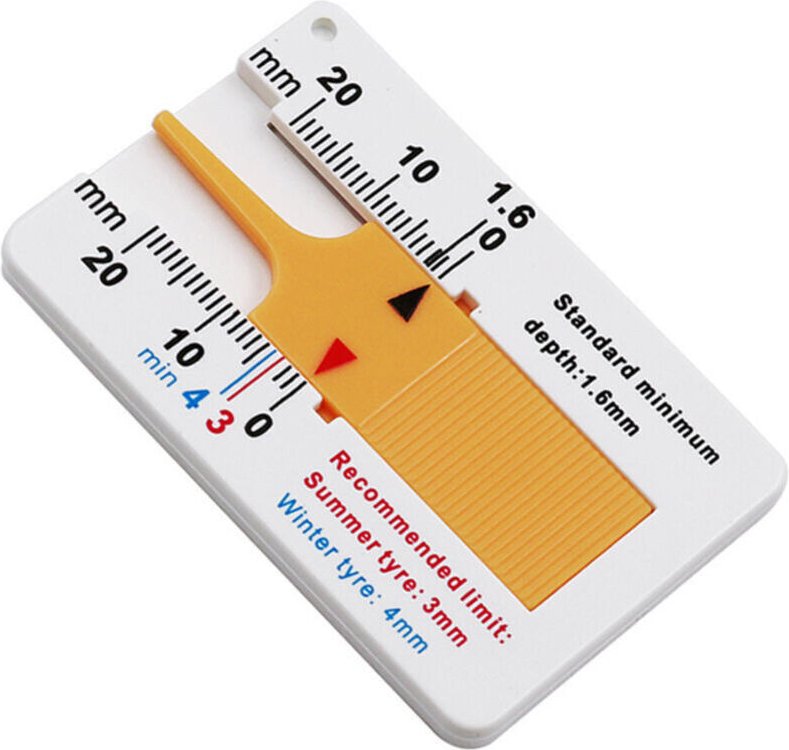 4-teiliges Reifentiefenmessgerät, Reifentiefenmessgerät aus Kunststoff, 0-20 mm Profiltiefenmesswerkzeug, Reifenverschle...