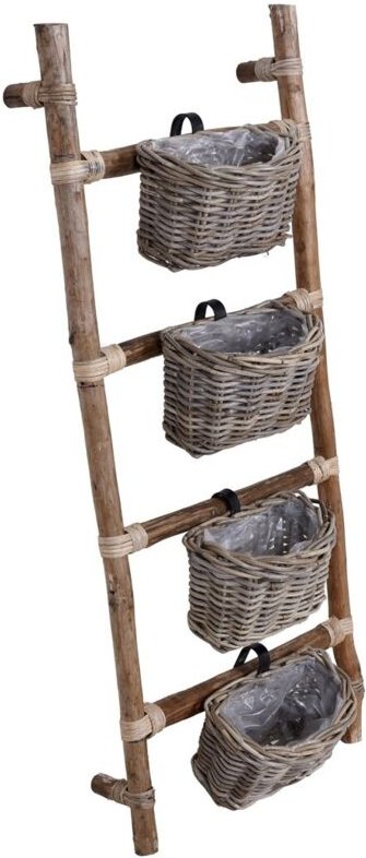 Natürliche Treppe mit Kubu-Grau-Pflanzgefäß 50 x 110 x 4 cm