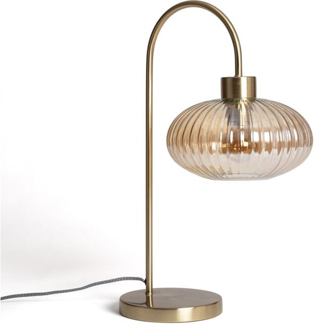 Basile Tischlampe aus Metall und Glas Bernstein