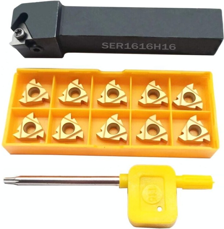 5/8' SER1616H16 Wendeschneidplattenhalter aus Wolframkarbid mit 10 Stück 16ER AG60 BP010 Wendeschneidplatten aus Hartmet...