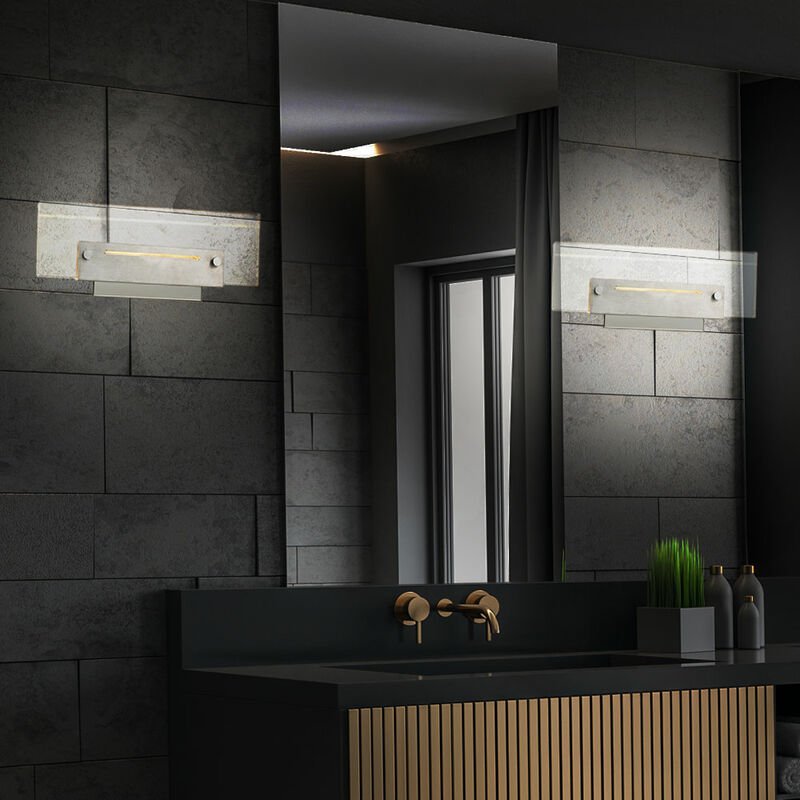 Thumbnail - Wandleuchte Chrom Schlafzimmer Wohnzimmerleuchte led Wandlampe Modern, mit Schalter, Acryl klar, 2x 3W 300lm warmweiß, L...