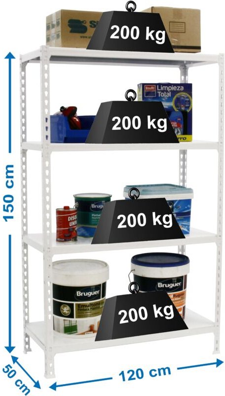 Simonrack MEGAPLUS Metallregal Weiß 4 Ebenen