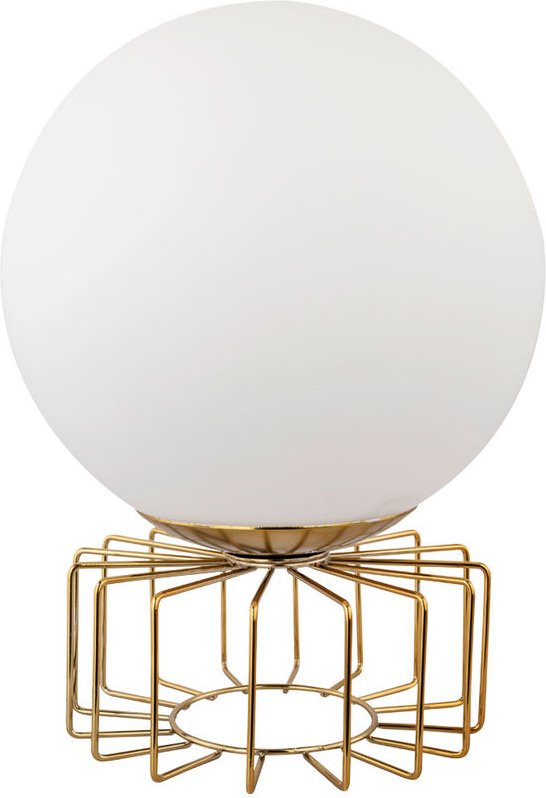 Tischlampe Tischleuchte rund Glas opal Schalter messing Metall 15 cm Wohnzimmer Schlafzimmer