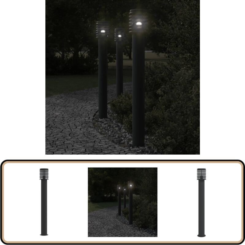Wegeleuchte Schwarz 110 cm Edelstahl - Outdoor-Beleuchtung - Gartenlampe - Wegleuchte - Edelstahl Lampe - led Lampen