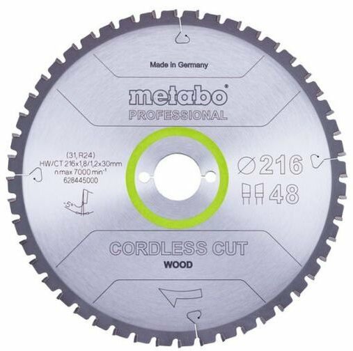 Thumbnail - Metabo - Kreissägeblatt Holz 216x30 mm 48 wz 5° speziell Akku Kapp- Gehrungssägen
