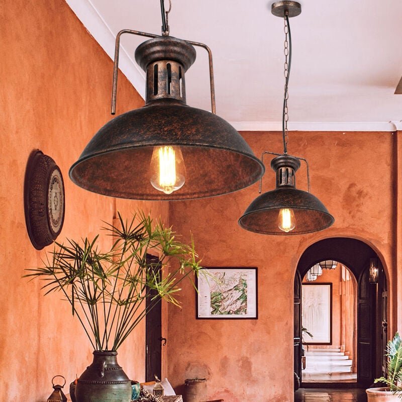 2er Pendelleuchte Dome, Vintage Metall Hängelampe im Industri Stil, Ceiling Lampe mit Lampenschirm für Wohnzimmer Esszim...