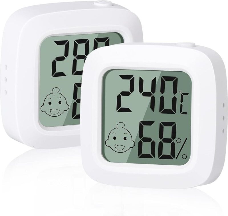 Linghhang - 2 Stück, kleines hochpräzises digitales Hygrometer-Thermometer, für Büro, Babyzimmer, komfortable Garderobe