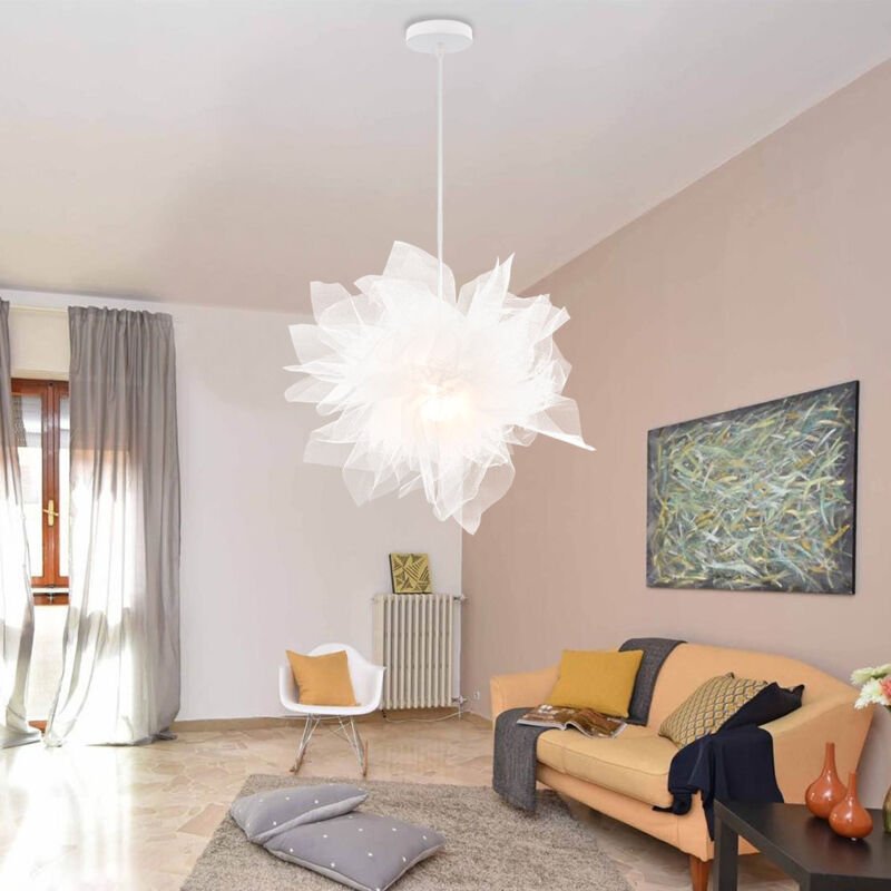 Moderne Pendelleuchte Feder, Weiß Deckenlampe E27 Fassung für Schlafzimmer, Flur, Wohnzimmer, Kinderzimmer Eingang - Ohn...