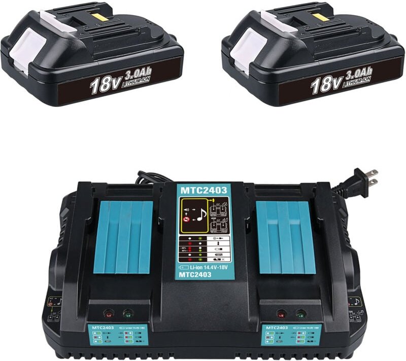 Pdstation - 2er-Pack 3,0 Ah BL1850B Akku und 3,5 a DC18RD Ladegerät für Makita 18 v lxt BL1850 BL1840b BL1830 BL1815 BL1...