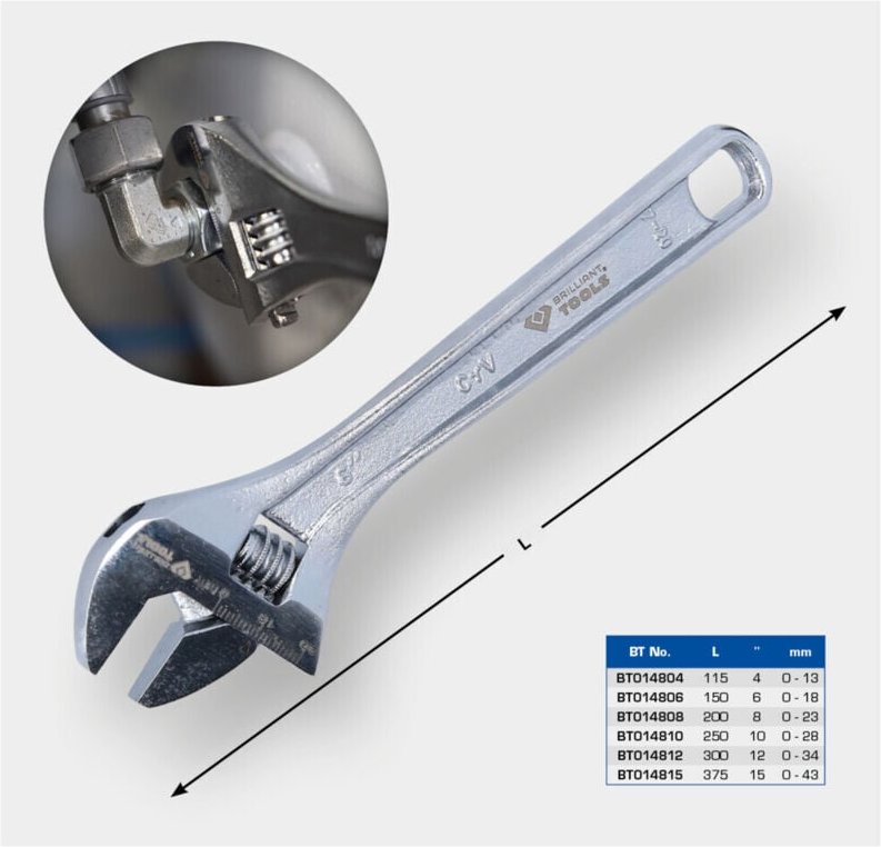 Brilliant Tools BT014810 Rollgabelschlüssel 10'', 0 - 28 mm