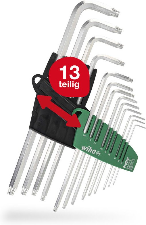 Stiftschlüssel Set mit ProStar Halter (39104) 13tlg. Torx Winkelschlüssel Satz Torxschlüssel T5+T6+T7+T8+T9+T10+T15+T20+...
