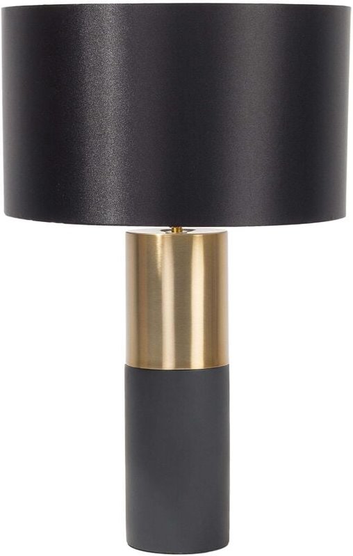 Beliani - Tischlampe Grau und Gold Metall 61 cm runder Stoffschirm Schwarz Lampenfuß Säulenform Kabel mit Schalter Moder...