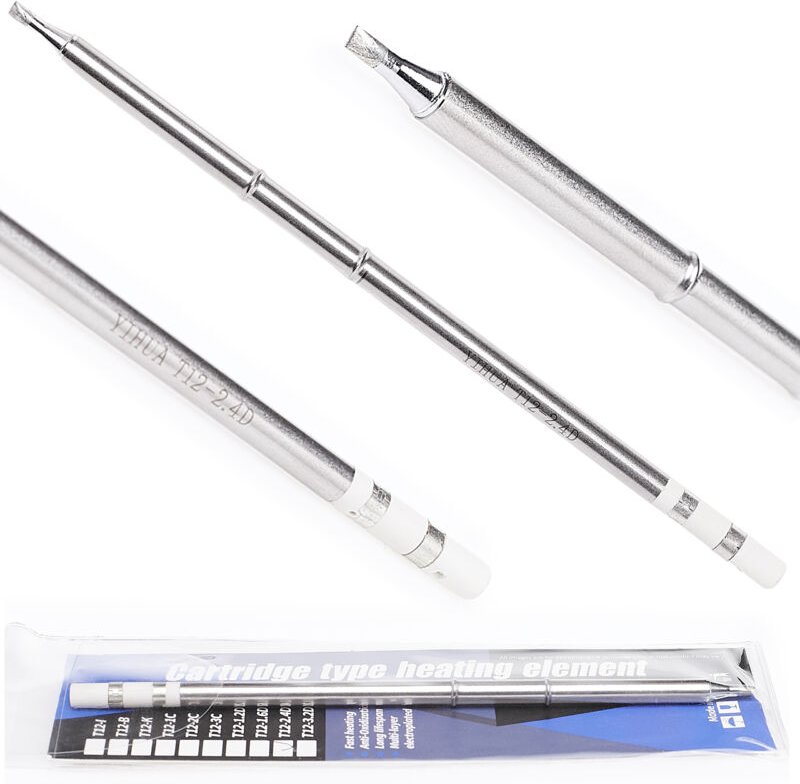 Yihua T12-D24 Lötspitze 2,4 mm Meißel mit eingebauter Heizung für T12-Lötstation