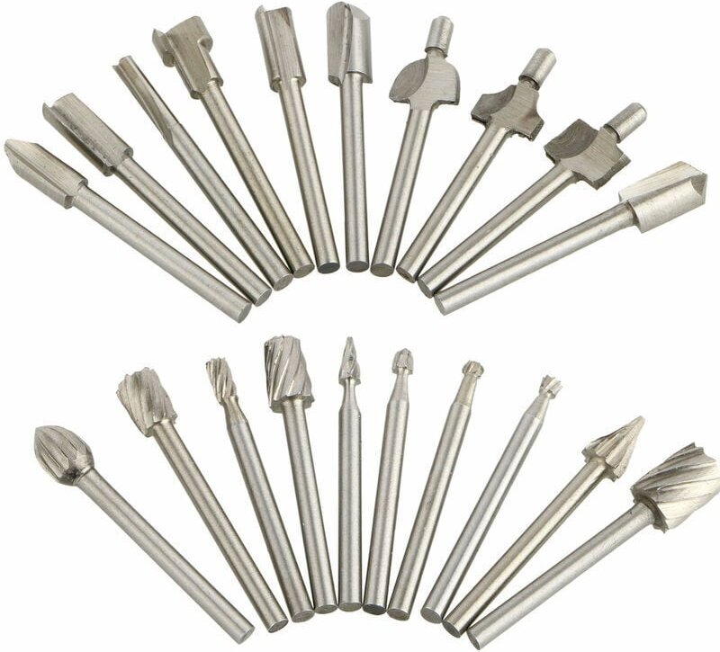 Ahlsen - 20 Stück Hartmetall-Fräser, Dremel-Bohrer, Rotationsschleifer