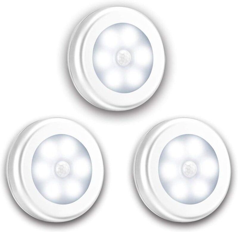Bewegungsmelderleuchten, 3er-Set LED-Nachtlichter, Bewegungsmelderbeleuchtung, batteriebetriebene Innenbeleuchtung, Wand...