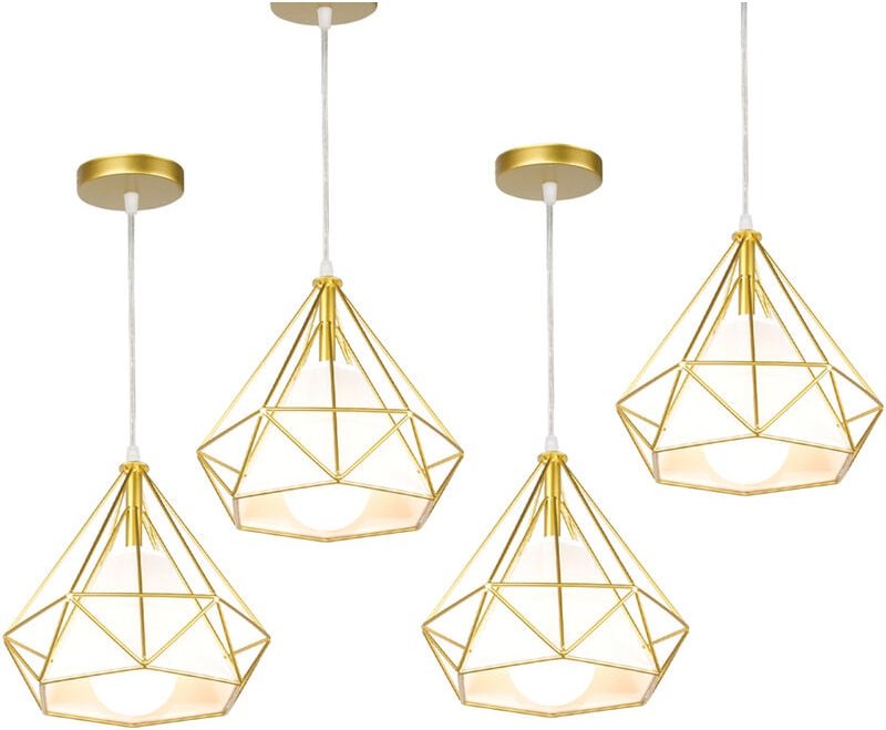 Pendelleuchte Vintage, Hängelampe im Retro Look, Diamant Form Kronleuchter mit Käfig für Wohnzimmer Schlafzimmer Esszimm...