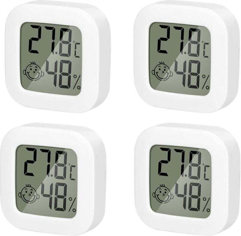 SNQ - 4er-Pack Innenthermometer, Mini-Thermometer, Hygrometer, hochpräziser Temperatur- und Feuchtigkeitsmonitor mit luf...