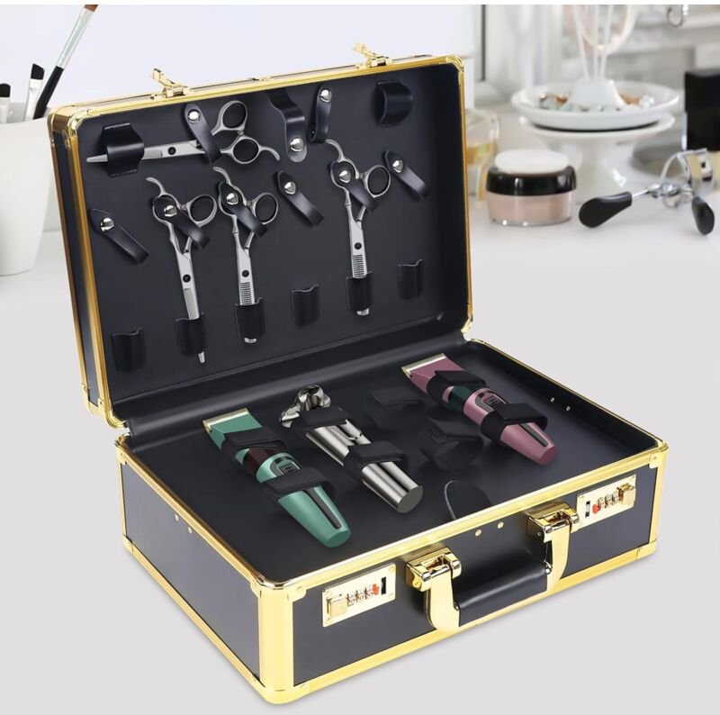 Professioneller Friseurkoffer, tragbarer Reise-Stylisten-Werkzeugkasten Mit Codeschloss, Friseur-Werkzeug-Organizer für ...