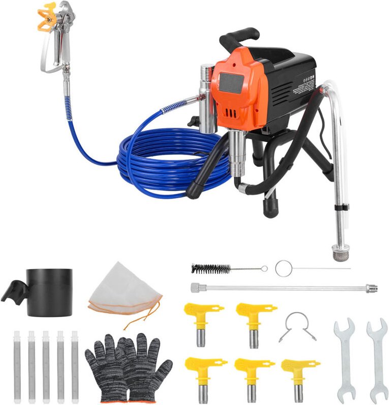 Mophorn Airless-Farbspritzgerät mit 1500 W Leistung und 3300 psi Druck, 2,65 L/min Farbsprühsystem inklusive Reinigungsb...