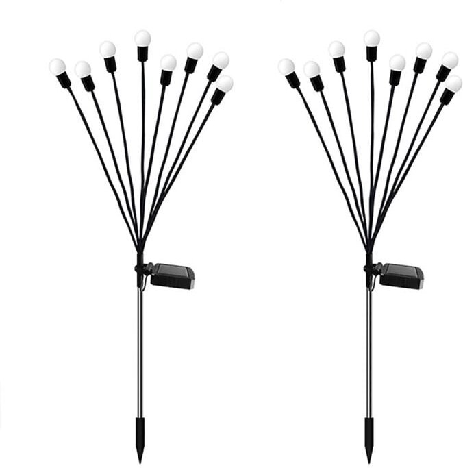 2er-Set Solarleuchten, led, IP65, fest montiert, Lichtsensor, schwarz